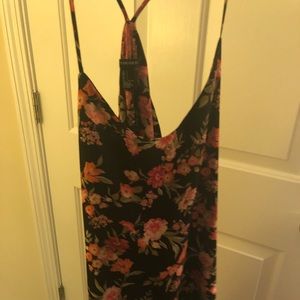 Black and pink floral shift dress